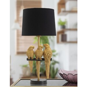 Mauro Ferretti lampada da tavolo pappagalli E27 Ø 30x62,5 cm nero oro