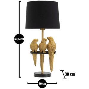 Mauro Ferretti lampada da tavolo pappagalli E27 Ø 30x62,5 cm nero oro