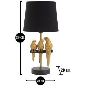 Mauro Ferretti Nachttischlampe Papageien E27 Ø 20x39 cm schwarz gold