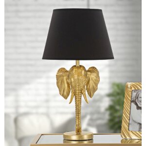 Mauro Ferretti lampada da tavolo elefante E27 Ø 32x59 cm oro nero