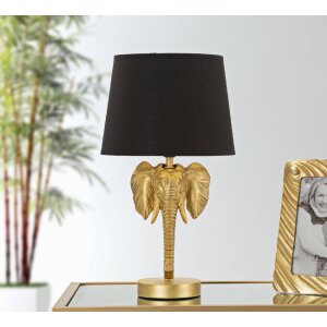 Mauro Ferretti lampada da tavolo elefante E27 Ø 25x43 cm oro nero