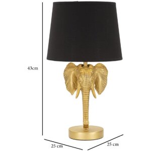 Mauro Ferretti lampada da tavolo elefante E27 Ø 25x43 cm oro nero