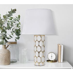 Mauro Ferretti lampada da tavolo Glam Carv E27 Ø 34,5x56 cm oro bianco