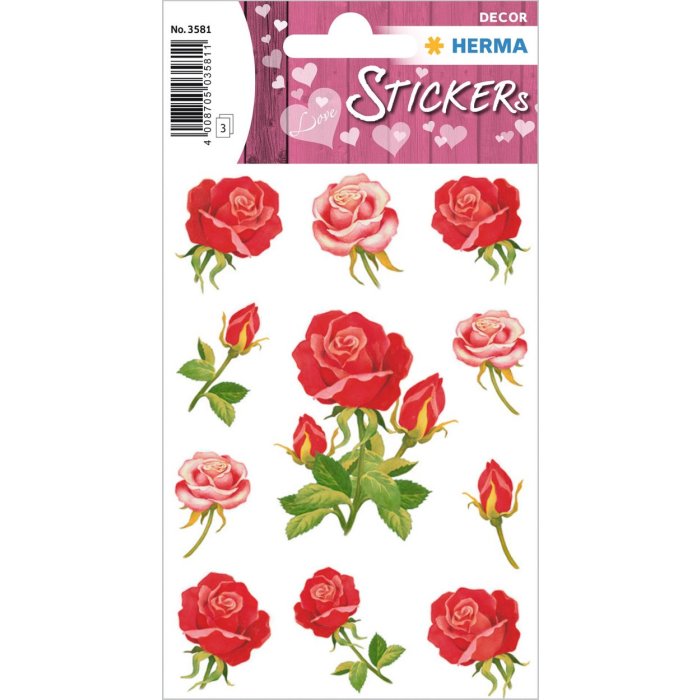 Etichette decorative decorazioni rose 3 fogli
