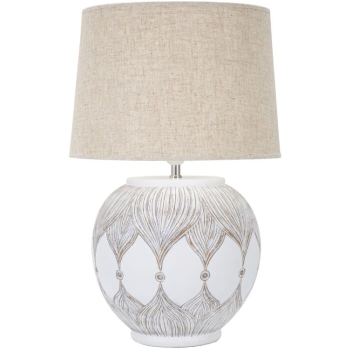 Mauro Ferretti lampada da tavolo Atene E27 Ø 38x59 cm bianco lavato marrone