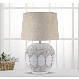 Mauro Ferretti lampada da tavolo Atene E27 Ø 38x59 cm bianco lavato marrone