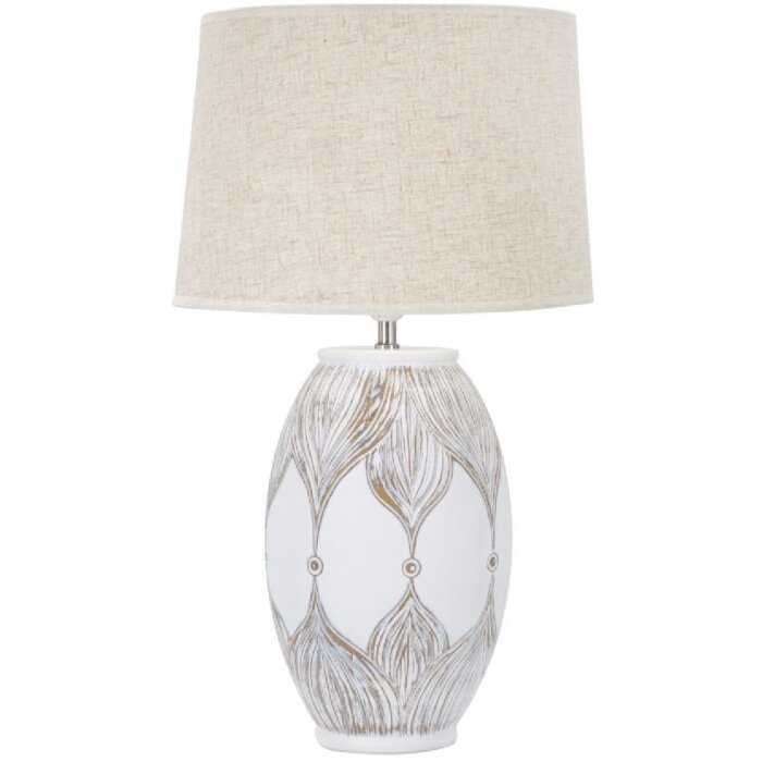 Mauro Ferretti lampada da tavolo Atene ovale E27 Ø 38x67 cm bianco lavato marrone