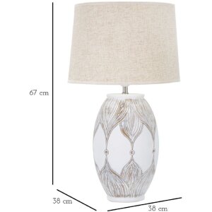 Mauro Ferretti lampada da tavolo Atene ovale E27 Ø 38x67 cm bianco lavato marrone