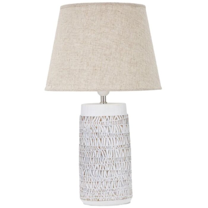 Mauro Ferretti lampada da tavolo Nairobi E27 Ø 35x60,5 cm bianco lavato marrone