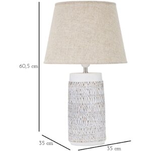 Mauro Ferretti lampada da tavolo Nairobi E27 Ø 35x60,5 cm bianco lavato marrone