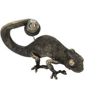 Mauro Ferretti lampada da tavolo lucertola E14 37,5x16,5x22 cm nero oro