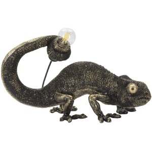 Mauro Ferretti lampada da tavolo lucertola E14 37,5x16,5x22 cm nero oro