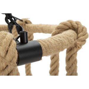 Mauro Ferretti plafoniera cerchio in corda 6 luci E27 Ø 64x90 cm marrone nero