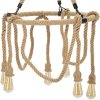 Mauro Ferretti plafoniera cerchio in corda 6 luci E27 Ø 64x90 cm marrone nero