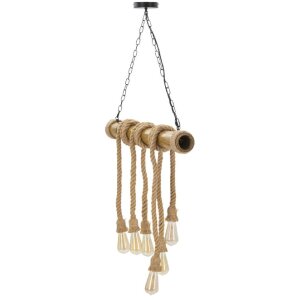 Mauro Ferretti plafoniera corda di bambù 6 luci E27 80x15x120 cm marrone