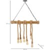 Mauro Ferretti plafoniera corda di bambù 6 luci E27 80x15x120 cm marrone