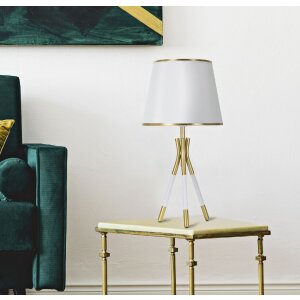 Mauro Ferretti lampada da tavolo Triply E27 Ø 28x57 cm bianco oro