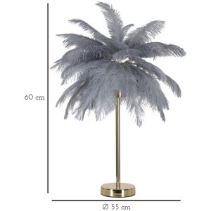 Mauro Ferretti lampada da tavolo palma 2 luci E14 Ø 55x60 cm grigio oro