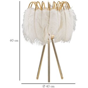 Mauro Ferretti lampada da tavolo a piuma E27 Ø 40x60 cm bianco oro