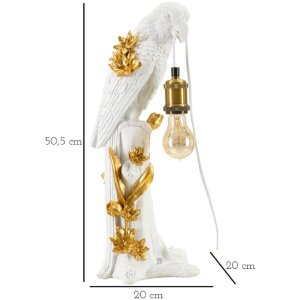 Mauro Ferretti lampada da tavolo pappagallo E27 20x20x50,5 cm oro bianco