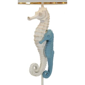 Mauro Feretti Lampada da tavola Cavalluccio marino E27 Ø 30,5x66,5 cm bianco blu