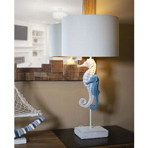 Mauro Feretti Lampada da tavola Cavalluccio marino E27 Ø 30,5x66,5 cm bianco blu