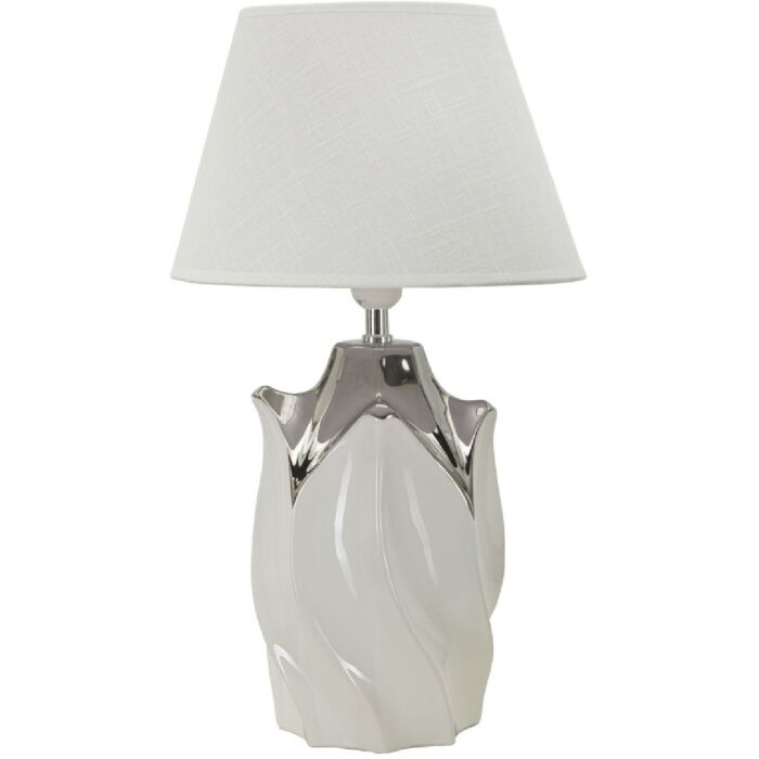 Lampe da tavolino Mauro Ferretti Shiny E27 Ø 30x51 cm bianco argento
