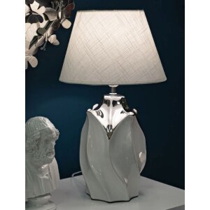 Lampe da tavolino Mauro Ferretti Shiny E27 Ø 30x51 cm bianco argento