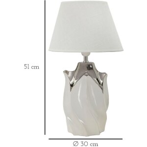 Lampe da tavolino Mauro Ferretti Shiny E27 Ø 30x51 cm bianco argento