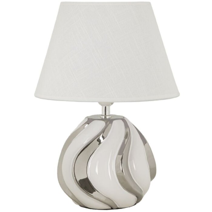 Lampe da tavolo Shiny Mauro Ferretti E27 Ø 30x42 cm bianca argento