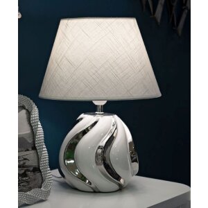 Lampe da tavolo Shiny Mauro Ferretti E27 Ø 30x42 cm bianca argento