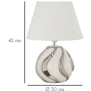 Lampe da tavolo Shiny Mauro Ferretti E27 Ø 30x42 cm bianca argento
