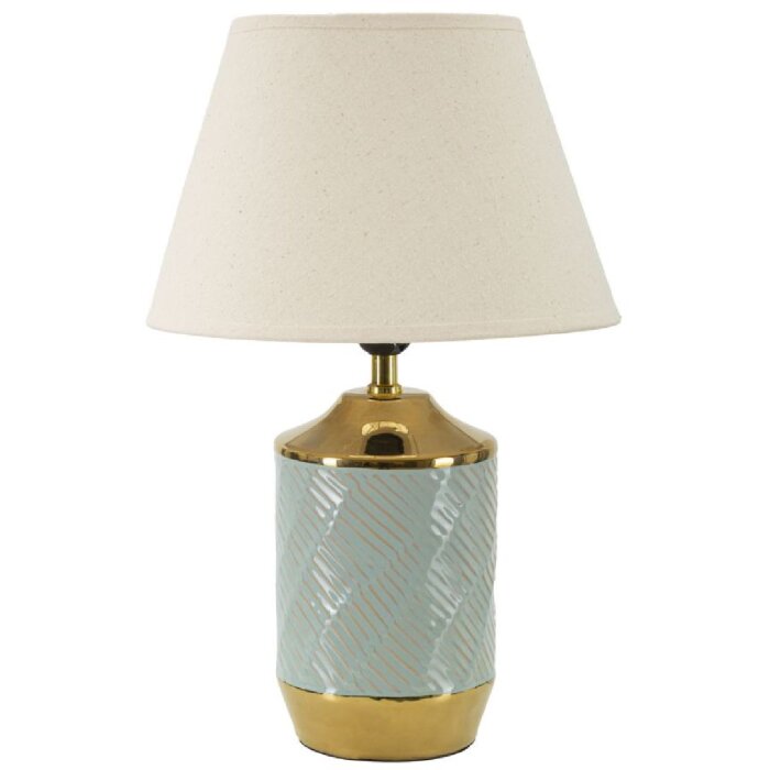 Lampada da tavolo Mauro Ferretti Città del Capo E27 Ø 30x47 cm blu chiaro dorato