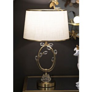 Lumino da tavolo Mauro Ferretti Versailles E27 Ø 36x60 cm bianco oro