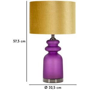 Lampada da tavolo Mauro Ferretti Milva Due E27 Æ 32,5x57,5 cm viola oro
