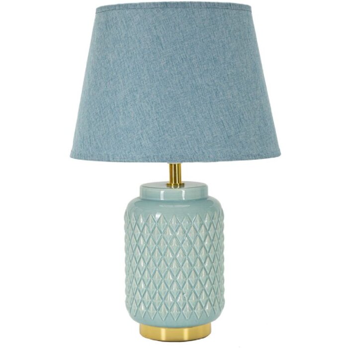 Lampada da tavolo quadrata Mauro Feretti E27 Æ 28x44 cm azzurro chiaro