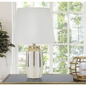 Lampada da tavola Mauro Ferretti Cassy E27 ∅ 25x40,5 cm bianca oro