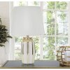 Lampada da tavola Mauro Ferretti Cassy E27 ∅ 25x40,5 cm bianca oro