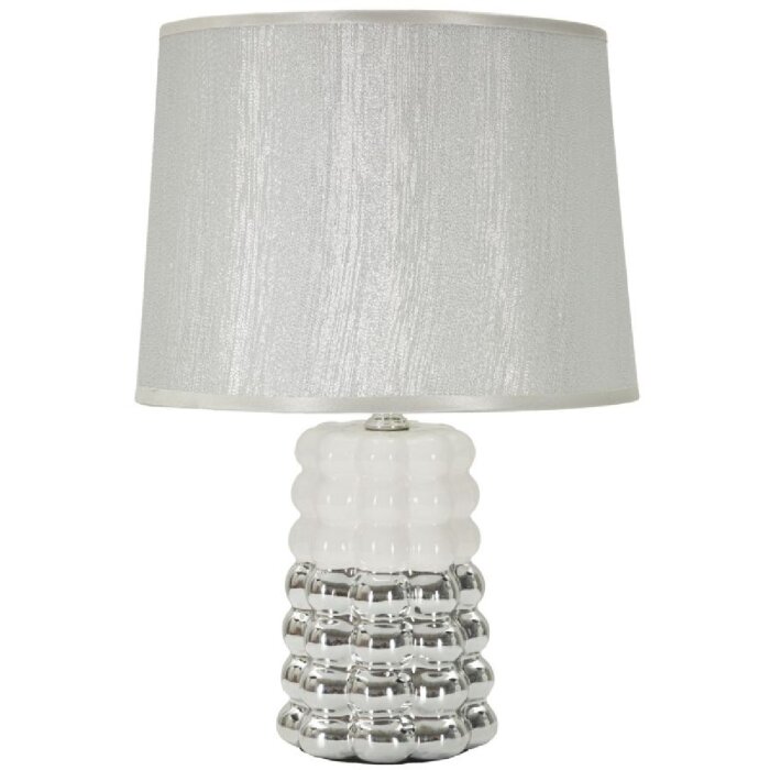 Lampada da tavolo Mauro Ferretti Lace E14 Ø 23x33 cm bianco argento