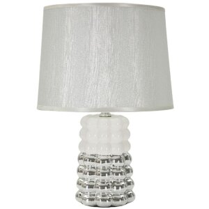 Lampada da tavolo Mauro Ferretti Lace E14 Ø 23x33 cm bianco argento