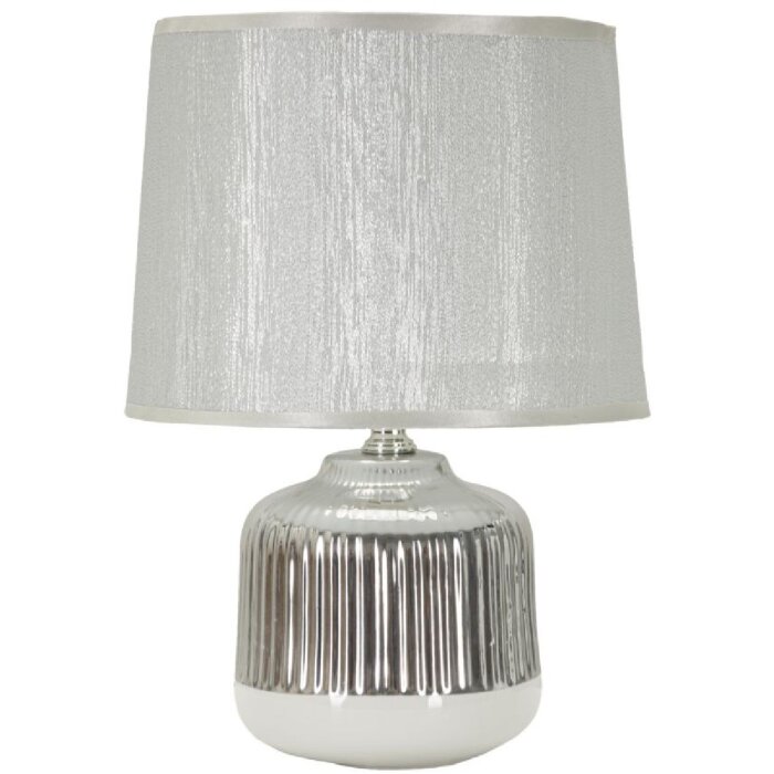 Lampada da tavolo Mauro Ferretti Lucina E14 Ø 20x29 cm bianca argento