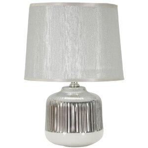 Lampada da tavolo Mauro Ferretti Lucina E14 Ø 20x29 cm bianca argento