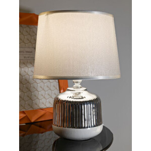 Lampada da tavolo Mauro Ferretti Lucina E14 Ø 20x29 cm bianca argento