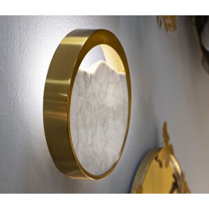 Luminaria da parete Mauro Ferretti Marmo E14 24x6x24 cm dorato venato