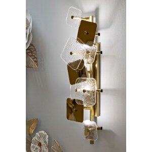 Lampe da pare in vetro Mauro Ferretti Glassy E14 oro natura 24x13x76 cm