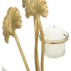 Mauro Ferretti Portacandele Iris 50x12x55 cm oro nero foglia Gingko