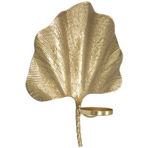 Mauro Ferretti Portacandela Foglia Oro 41x11.5x40 cm...