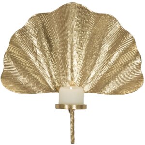 Mauro Ferretti Portacandela Foglia Oro 41x11.5x40 cm Parete Decorativo