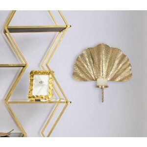 Mauro Ferretti Portacandela Foglia Oro 41x11.5x40 cm Parete Decorativo