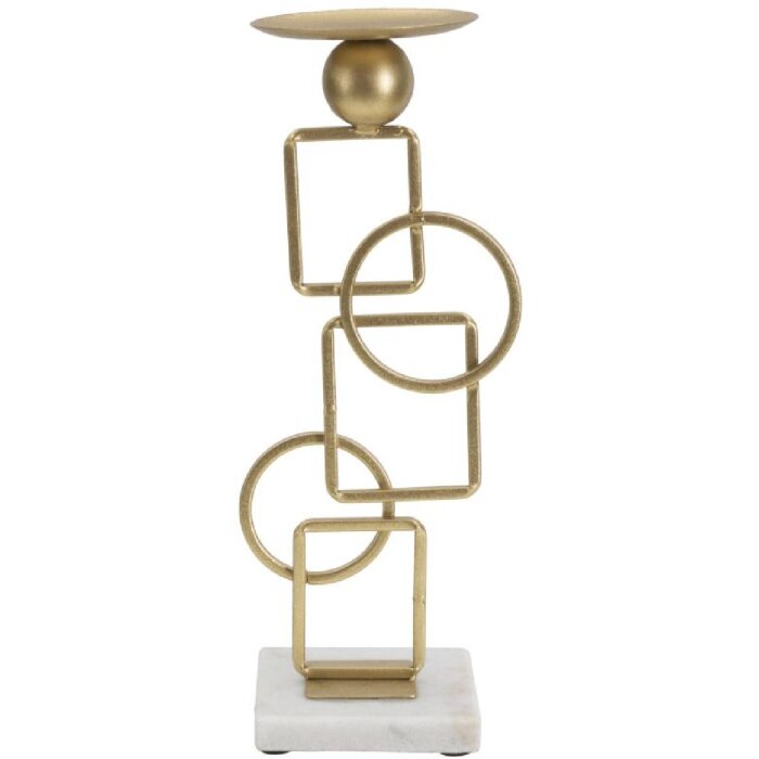 Candelabro Mauro Ferretti Marie 13x10x31,5 cm in ferro dorato e marmo bianco
